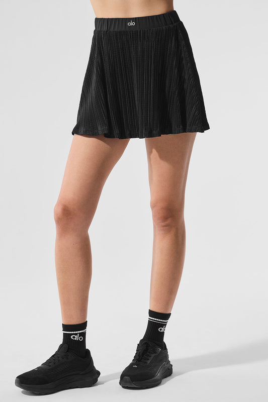 Micro Plisse Tennis Skirt — Black