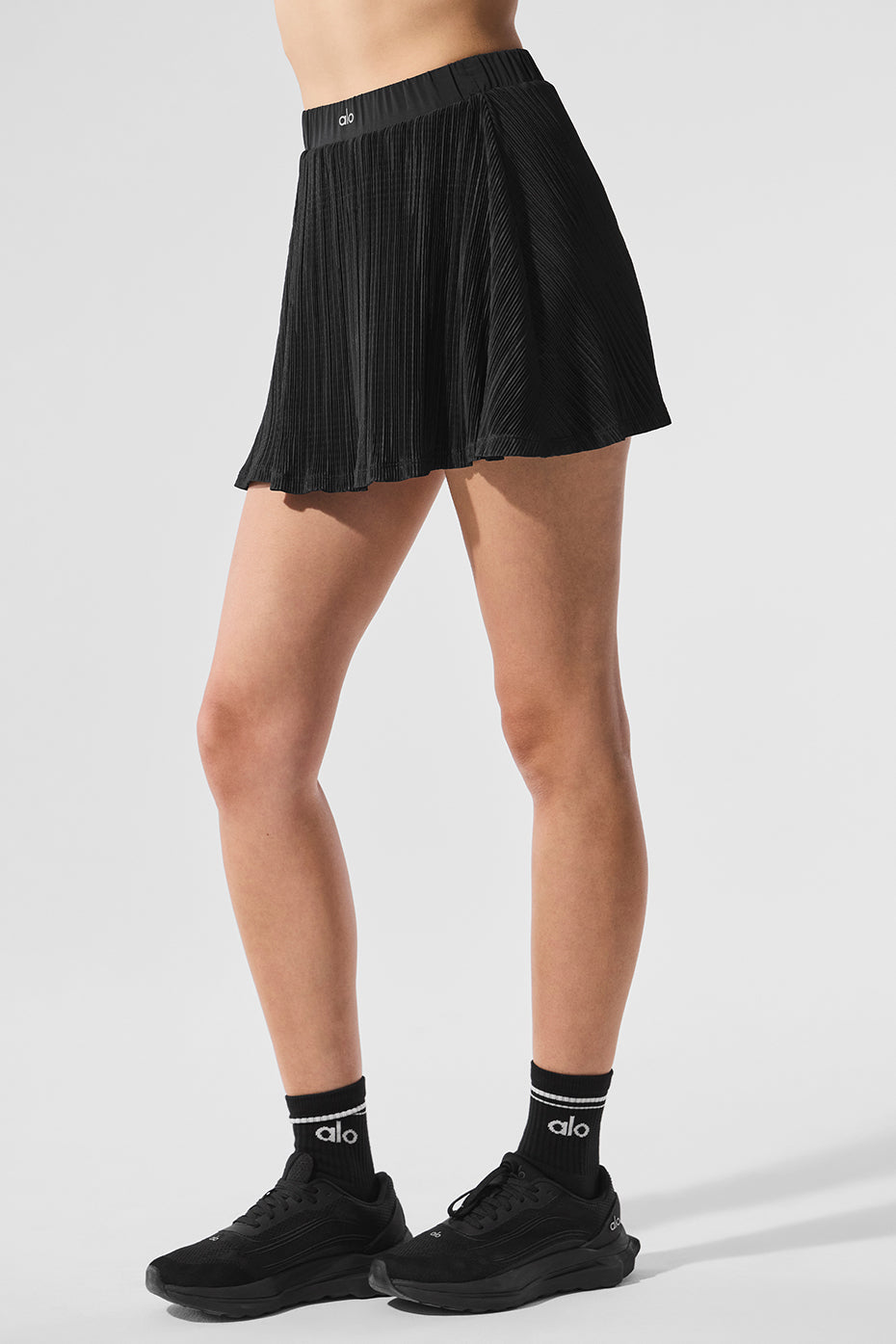 Micro Plisse Tennis Skirt — Black