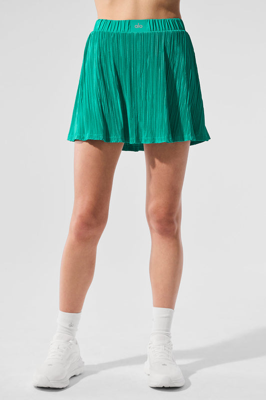 Micro Plisse Tennis Skirt — Spruce Green