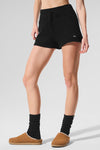 Cashmere High Rise Plush Waffle Shorts — Black