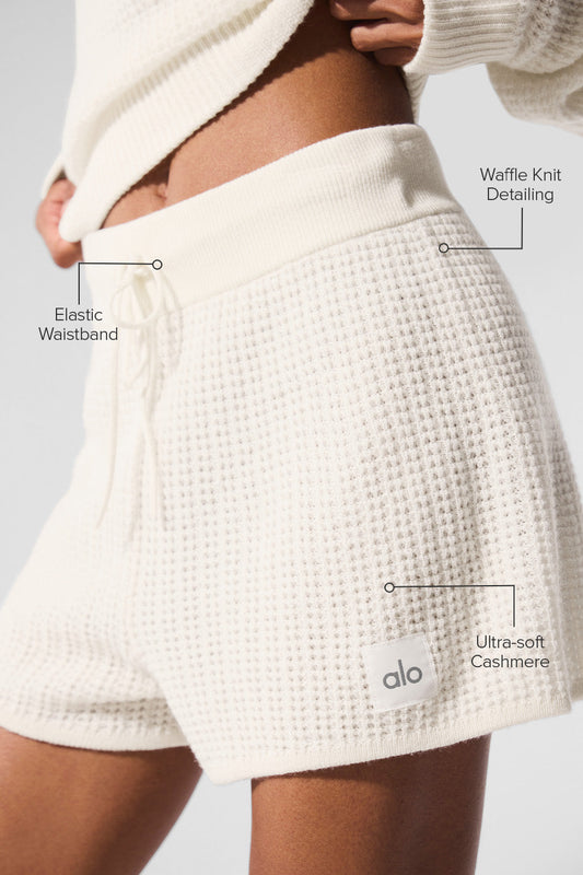 Cashmere High Rise Plush Waffle Shorts — Ivory
