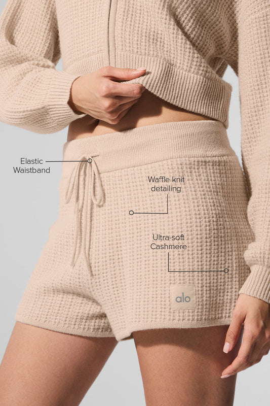 Cashmere High Rise Plush Waffle Shorts — Macadamia Blush