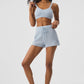Cashmere High Rise Plush Waffle Shorts — Crystal Blue