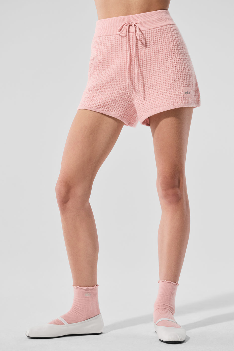 Cashmere High Rise Plush Waffle Shorts — Pink Quartz