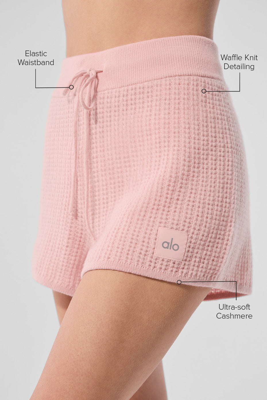 Cashmere High Rise Plush Waffle Shorts — Pink Quartz