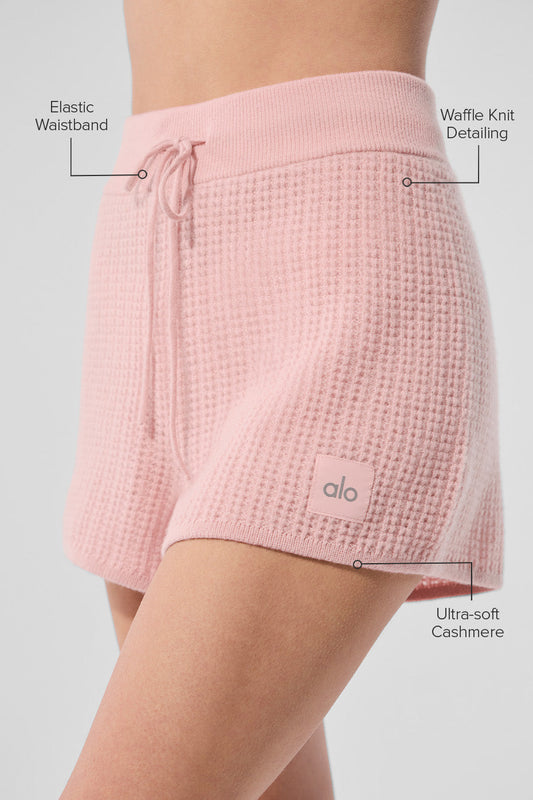 Cashmere High Rise Plush Waffle Shorts — Pink Quartz