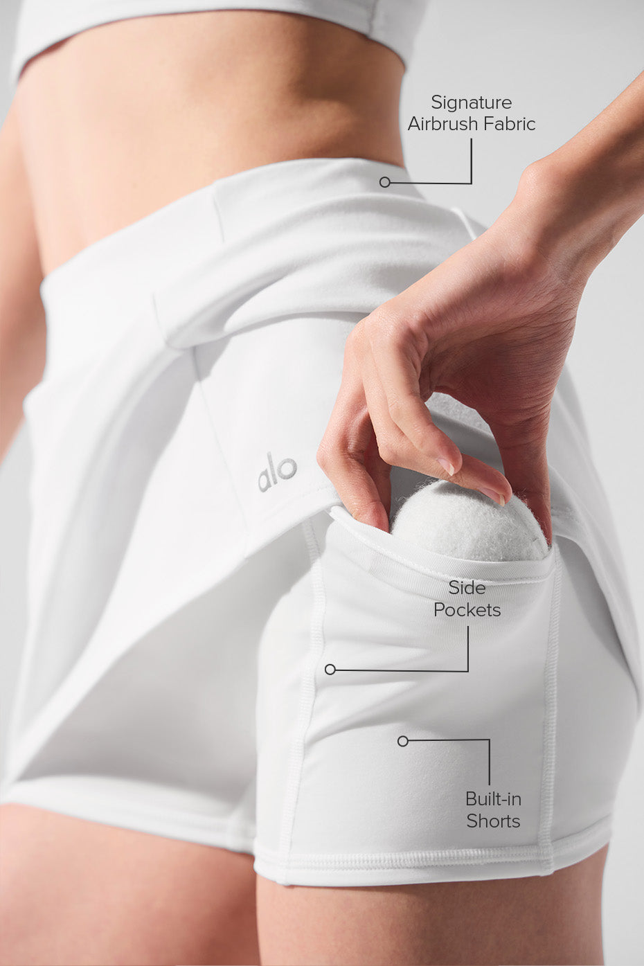 Airbrush High Rise Good Form Tennis Skirt — White