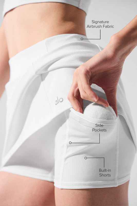 Airbrush High Rise Good Form Tennis Skirt — White