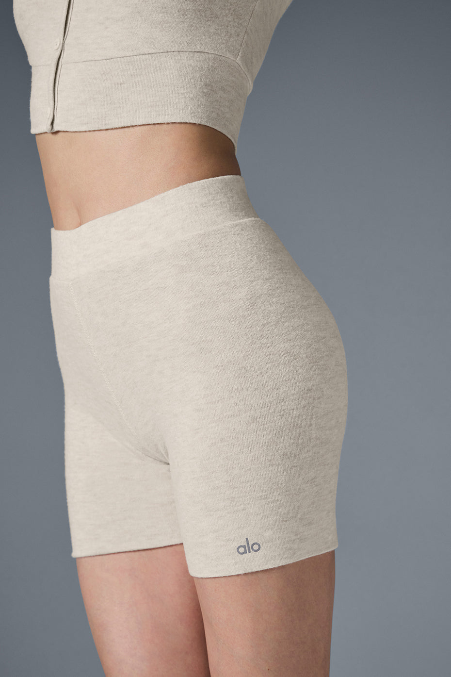 Alolux High Rise Me Time Shorts — Oatmeal Heather