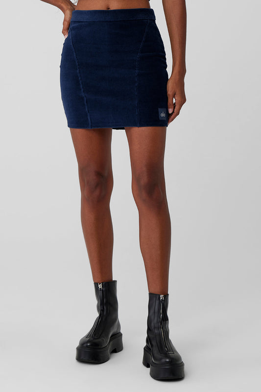 Micro Corduroy Winter Break Mini Skirt — Navy
