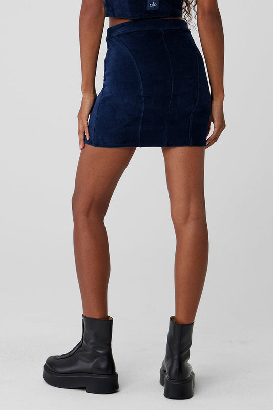 Micro Corduroy Winter Break Mini Skirt — Navy