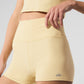 Alosoft High Rise Carefree Shorts — Warm Butter Heather