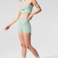 Alosoft High Rise Carefree Shorts — Spearmint Heather