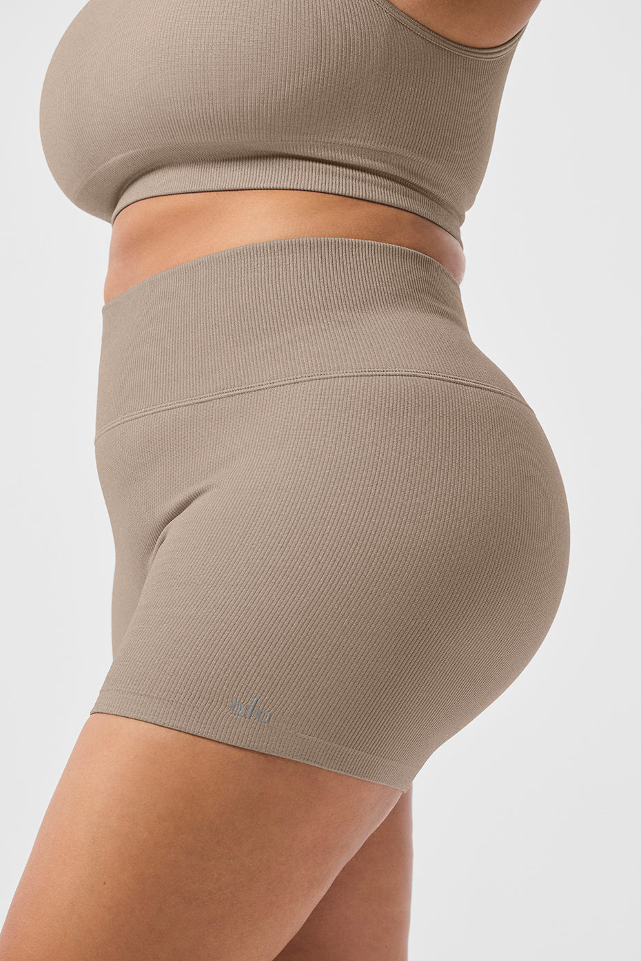 3" Seamless Ribbed Shimmer Shorts — Gravel