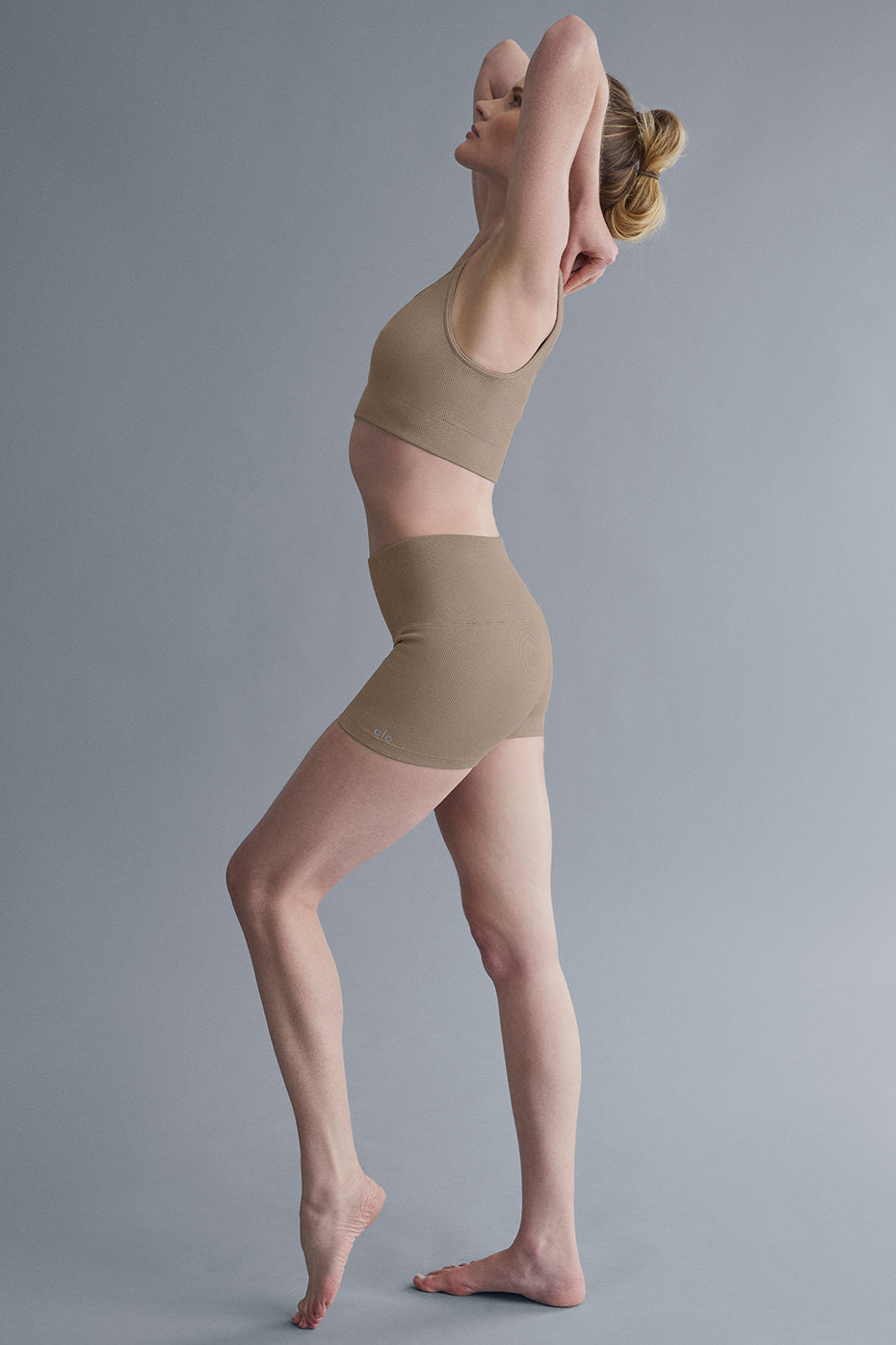 3" Seamless Ribbed Shimmer Shorts — Gravel