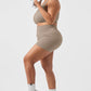 3" Seamless Ribbed Shimmer Shorts — Gravel