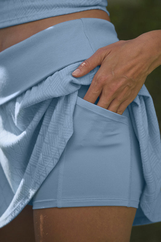 Doubles Only Skirt — Seashell Blue