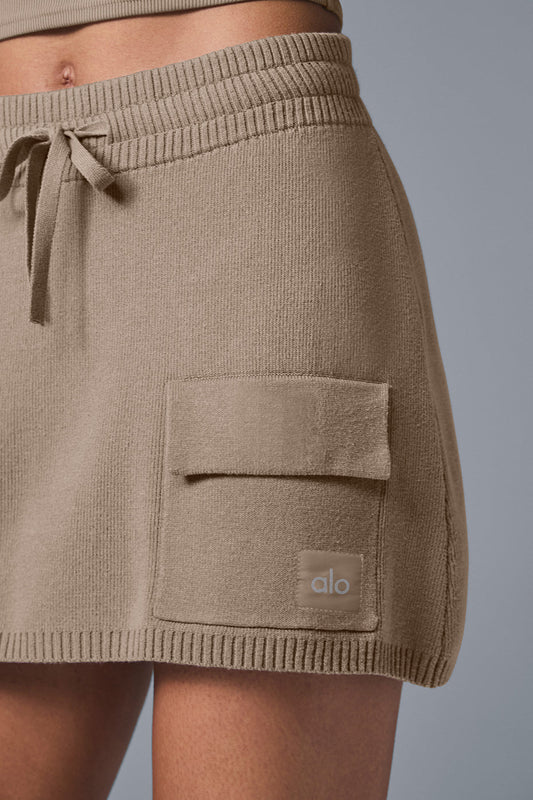 Scholar Knit Cargo Skirt — Gravel