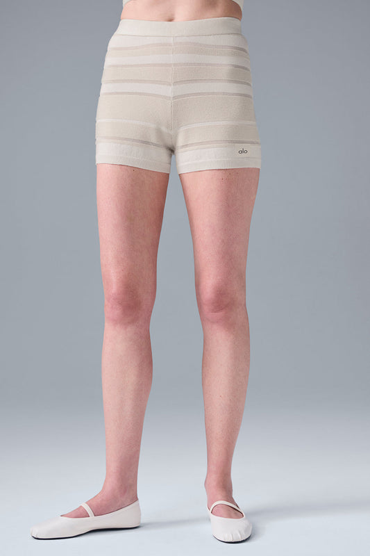 Sport Play High Rise Knit Shorts — Ivory/Alabaster