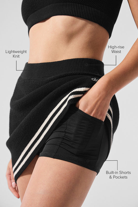 Tennis Club Sweater Knit Skirt — Black/Ivory