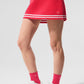 Tennis Club Sweater Knit Skirt — Candy Red/White