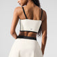 Airbrush Streamlined Sports Bra Tank Top — Ivory/Black