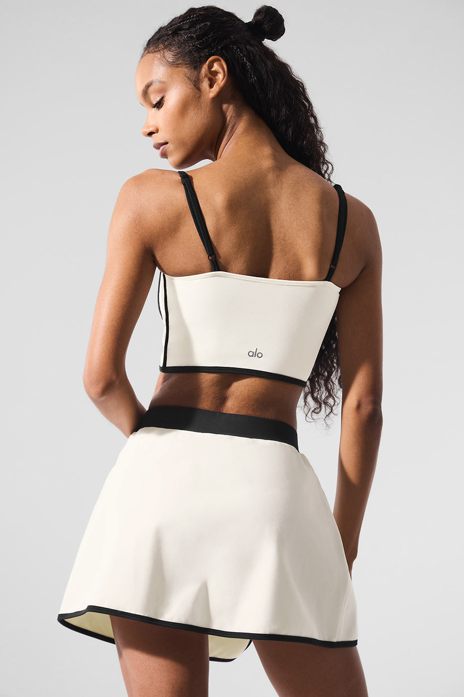 Airbrush Streamlined Sports Bra Tank Top — Ivory/Black