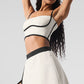 Airbrush Streamlined Sports Bra Tank Top — Ivory/Black