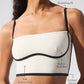Airbrush Streamlined Sports Bra Tank Top — Ivory/Black