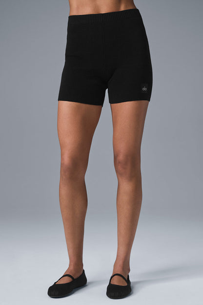 Scholar Knit High Rise Shorts — Black