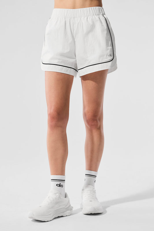 Motivate Track Shorts — White/Black