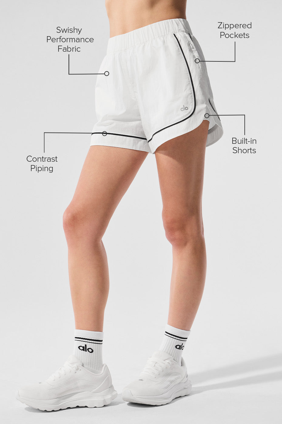 Motivate Track Shorts — White/Black