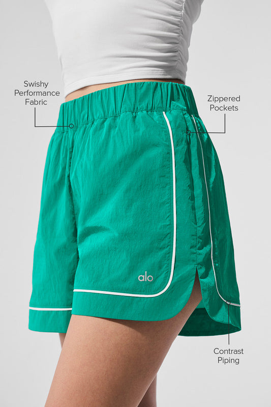 Motivate Track Shorts — Spruce Green/White