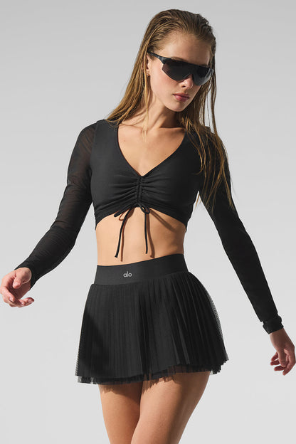 Mesh Baseline Tennis Skirt — Black