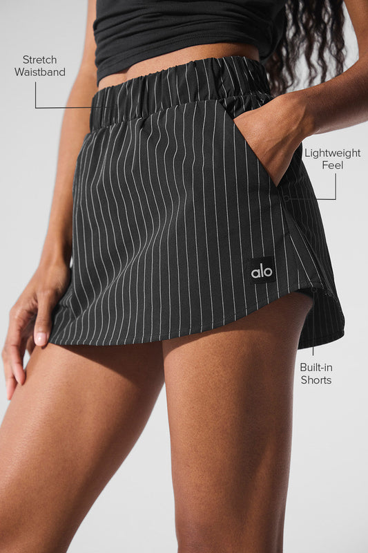 Pinstripe Daylight Mini Skirt — Black/Titanium