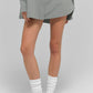 Pinstripe Daylight Mini Skirt — Lunar Grey/White