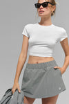 Pinstripe Daylight Mini Skirt — Lunar Grey/White