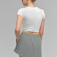 Pinstripe Daylight Mini Skirt — Lunar Grey/White