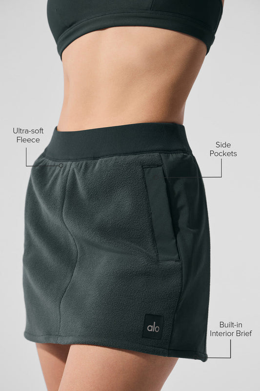 Polar Fleece Wintry Mix Skirt — Charcoal Green