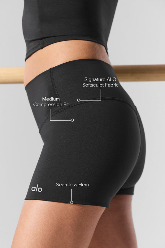 3" SculptSoft High Rise Precision Fit Shorts — Black