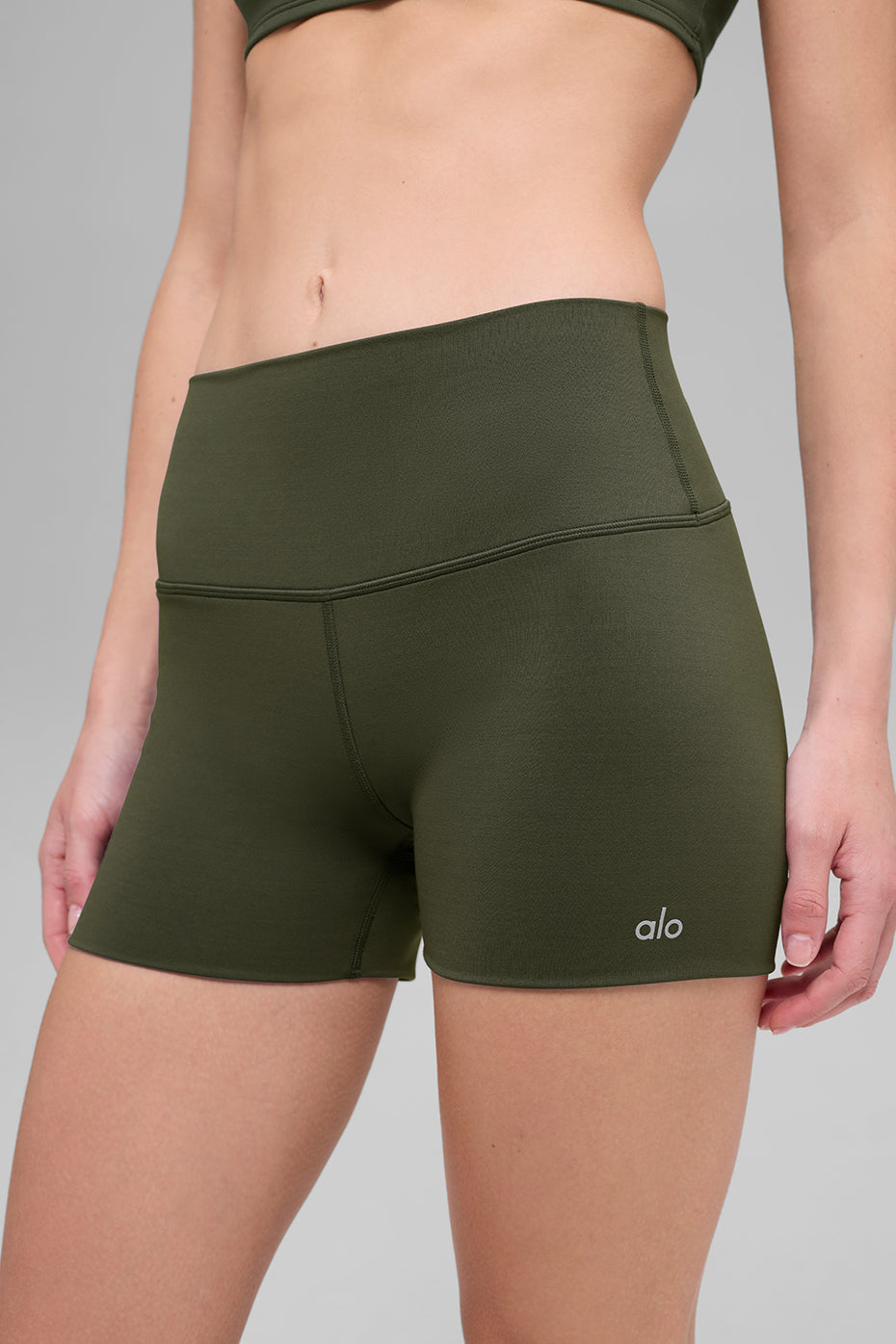 3" SculptSoft High Rise Precision Fit Shorts — Green Olive