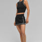 Ribbed Sweater Knit Highline Mini Skirt — Black/White