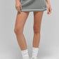 Ribbed Sweater Knit Highline Mini Skirt — Lunar Grey/White