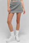 Ribbed Sweater Knit Highline Mini Skirt — Lunar Grey/White