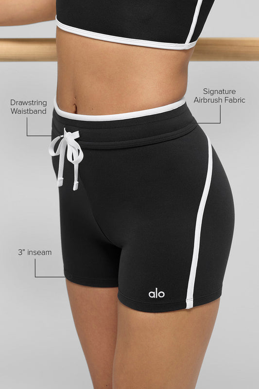 4" Airbrush High Rise Race Pace Shorts — Black/White