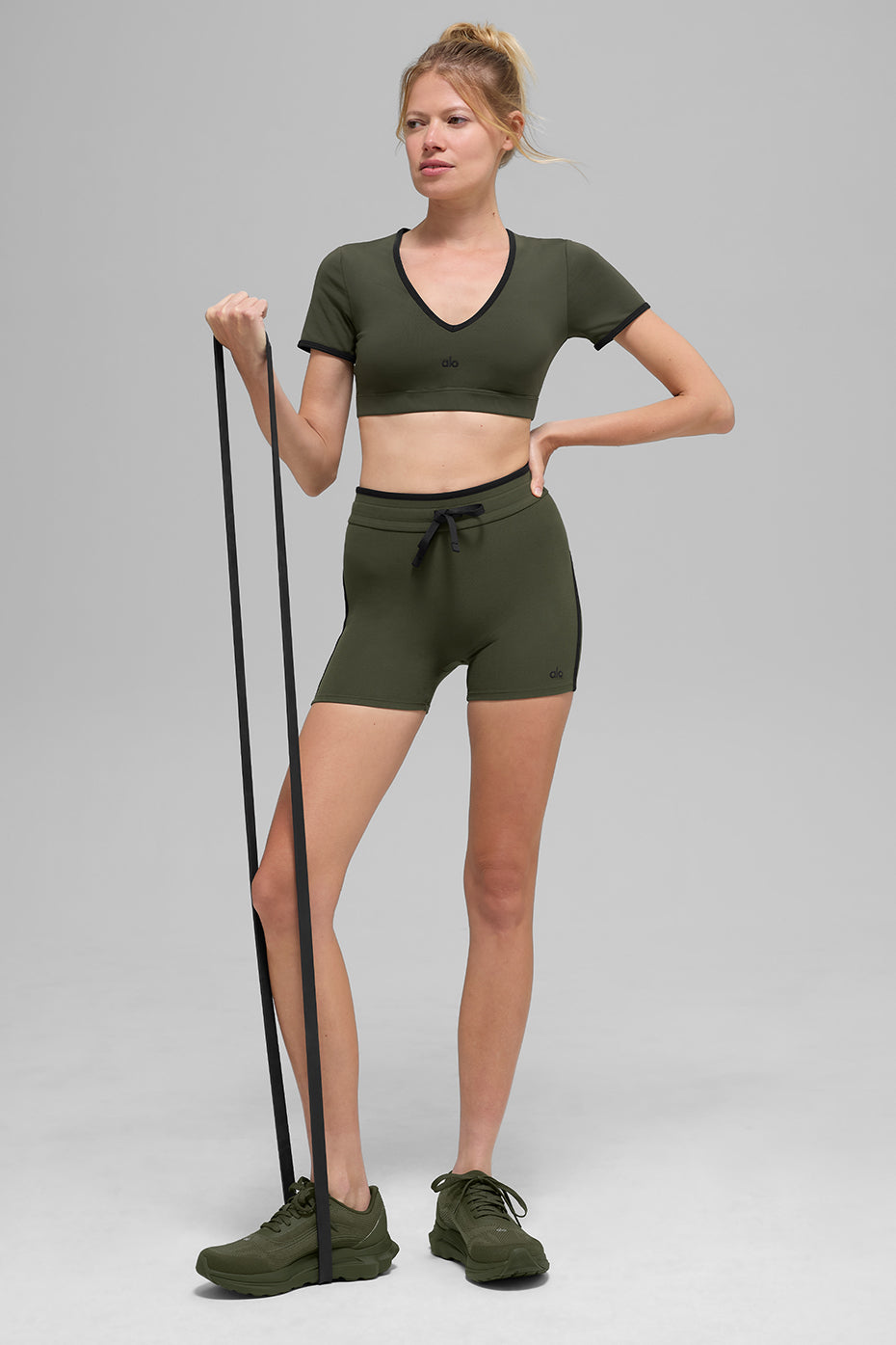 4" Airbrush High Rise Race Pace Shorts — Green Olive/Black