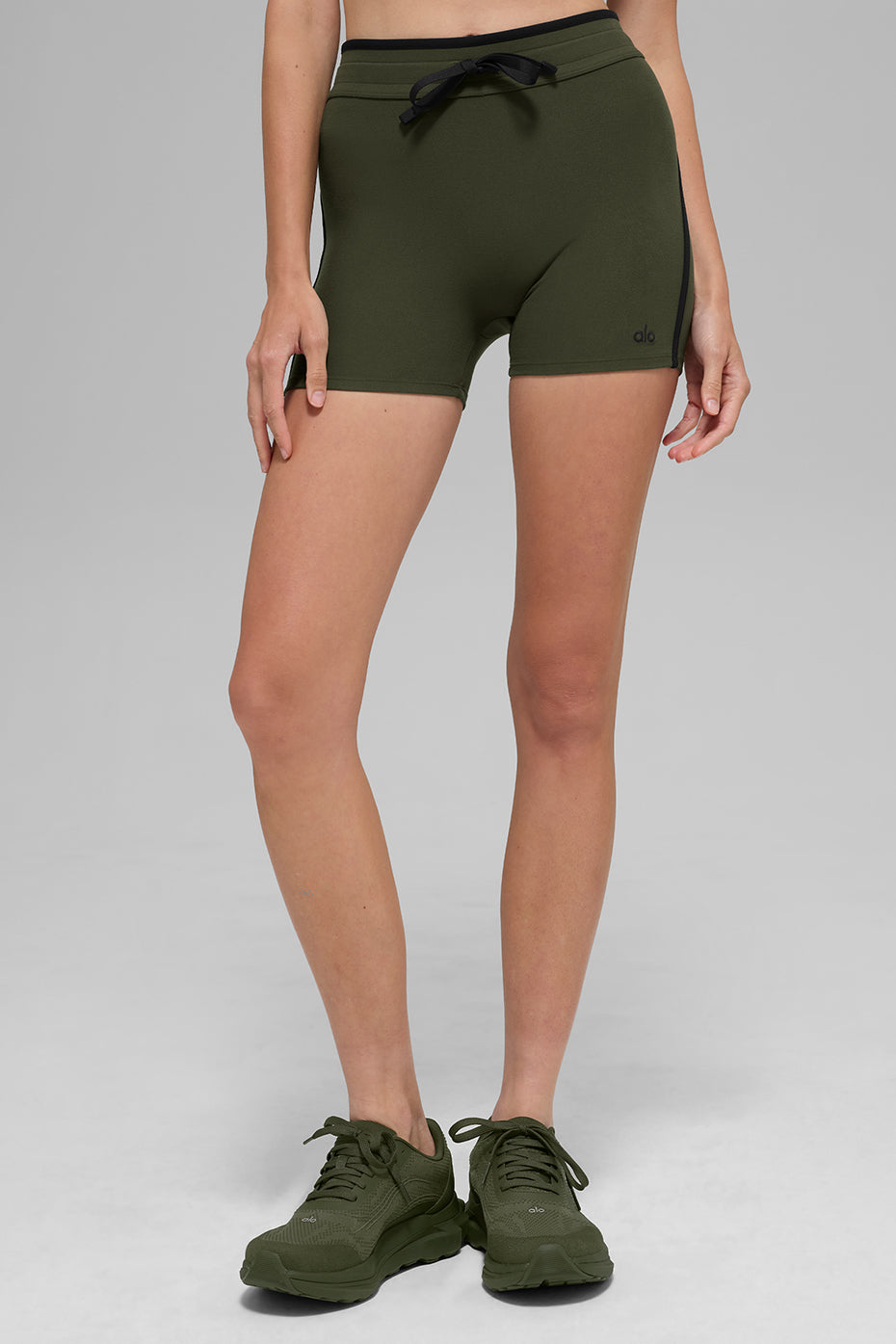4" Airbrush High Rise Race Pace Shorts — Green Olive/Black