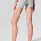 4” Alosoft High Rise Heart Throb Shorts — Athletic Heather Grey/White