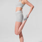 4” Alosoft High Rise Heart Throb Shorts — Athletic Heather Grey/White