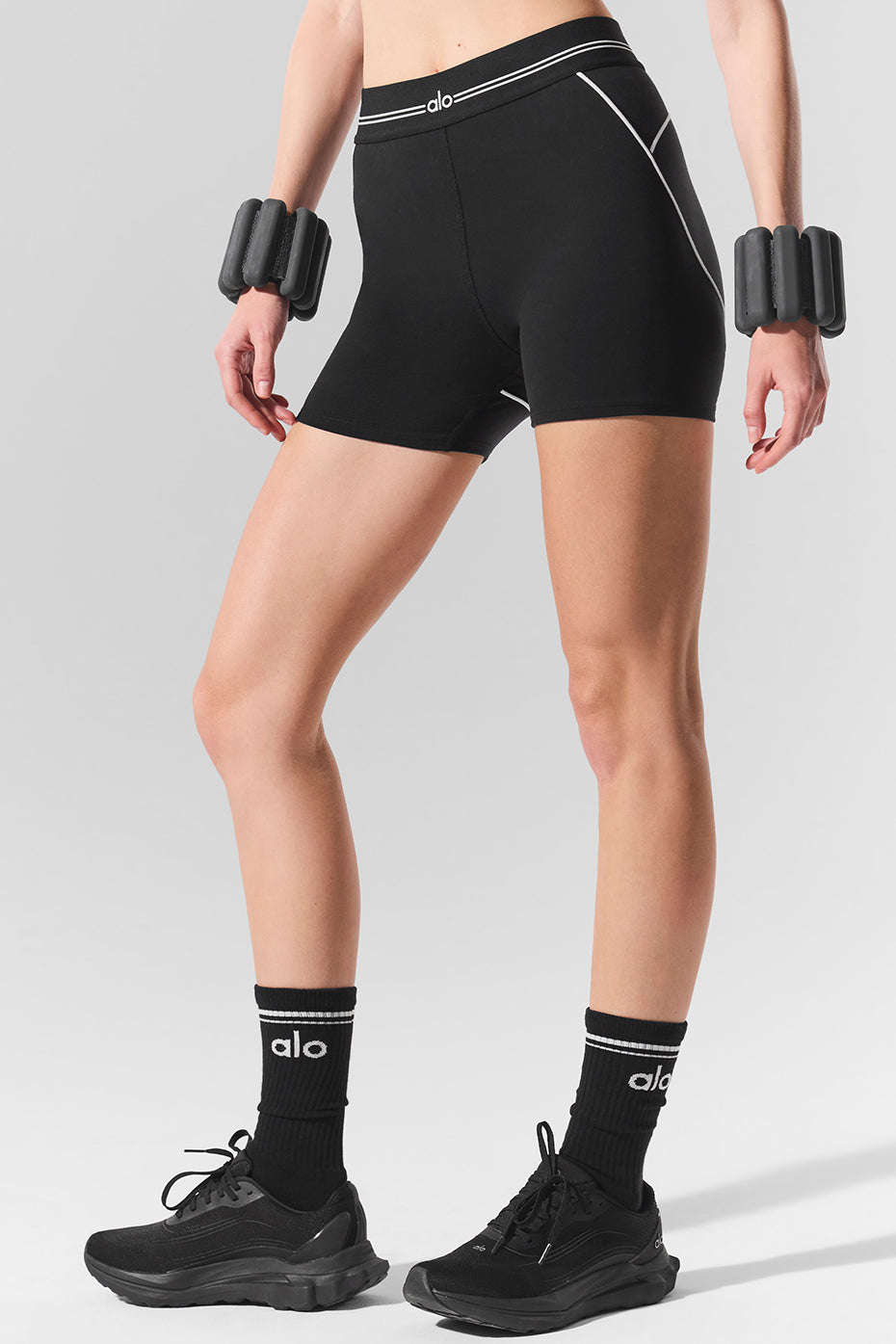 4” Airbrush High Rise Heart Throb Shorts — Black/White